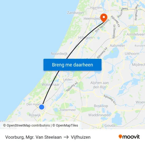 Voorburg, Mgr. Van Steelaan to Vijfhuizen map
