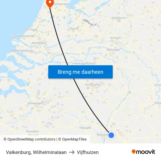 Valkenburg, Wilhelminalaan to Vijfhuizen map
