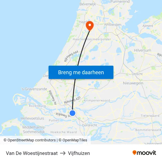 Van De Woestijnestraat to Vijfhuizen map