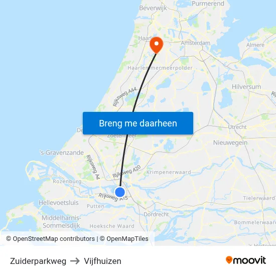 Zuiderparkweg to Vijfhuizen map