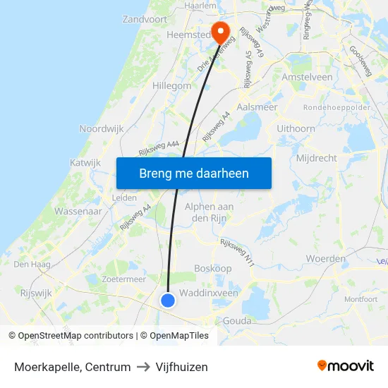 Moerkapelle, Centrum to Vijfhuizen map