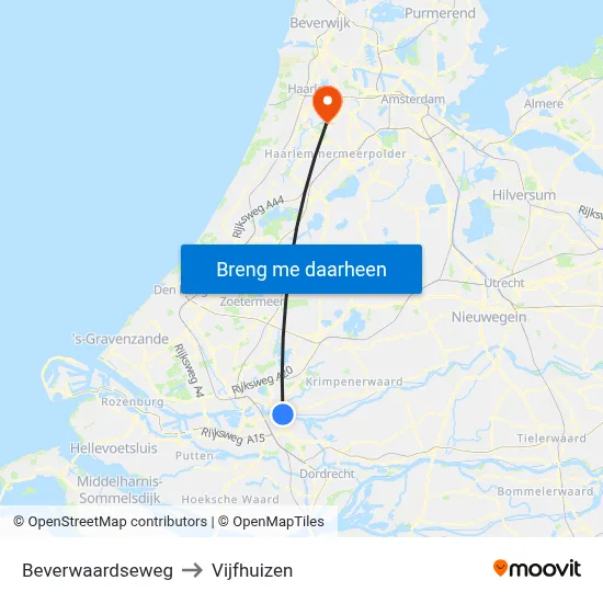 Beverwaardseweg to Vijfhuizen map