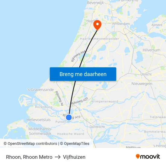 Rhoon, Rhoon Metro to Vijfhuizen map