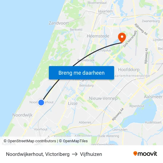Noordwijkerhout, Victoriberg to Vijfhuizen map