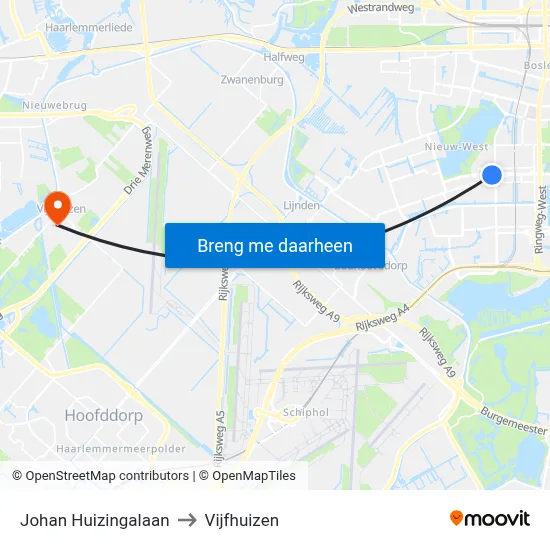 Johan Huizingalaan to Vijfhuizen map