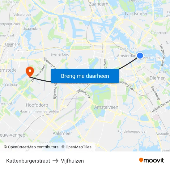 Kattenburgerstraat to Vijfhuizen map