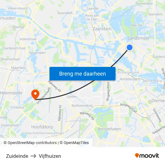 Zuideinde to Vijfhuizen map