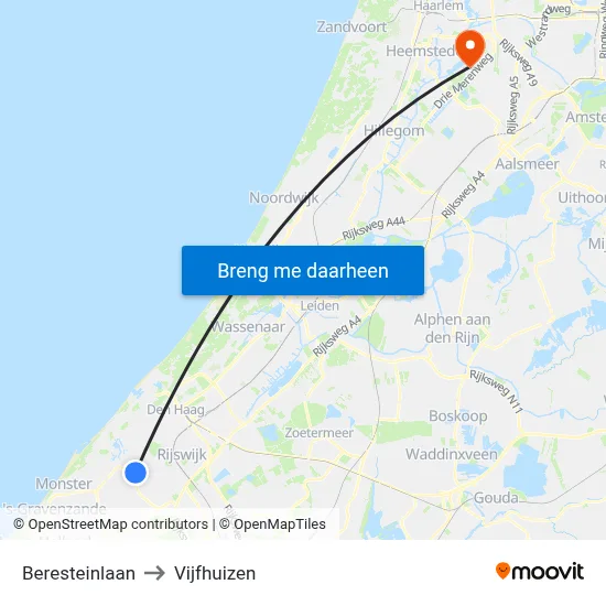 Beresteinlaan to Vijfhuizen map