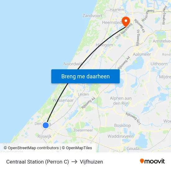 Centraal Station (Perron C) to Vijfhuizen map