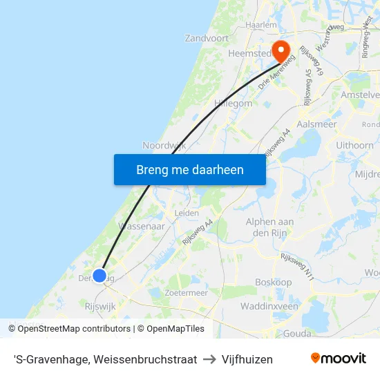 'S-Gravenhage, Weissenbruchstraat to Vijfhuizen map