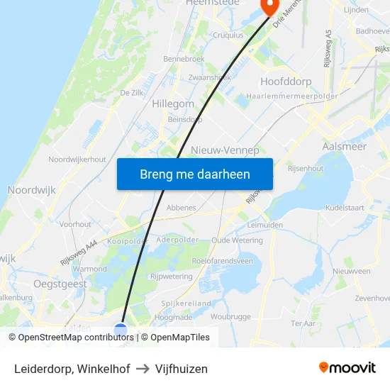 Leiderdorp, Winkelhof to Vijfhuizen map