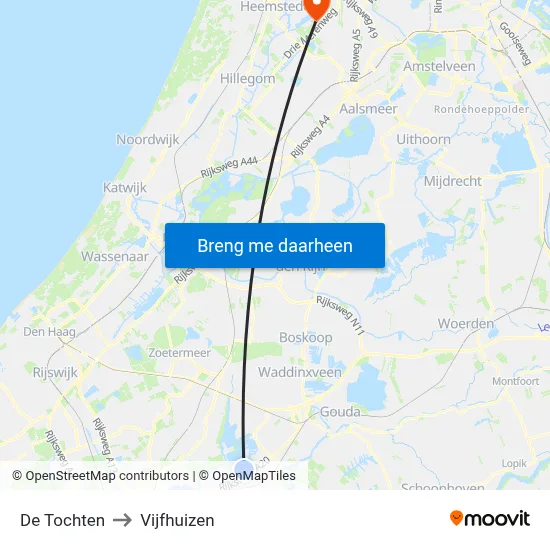De Tochten to Vijfhuizen map