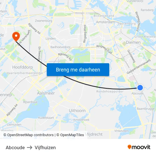 Abcoude to Vijfhuizen map