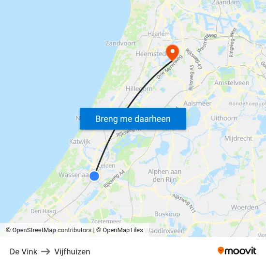 De Vink to Vijfhuizen map