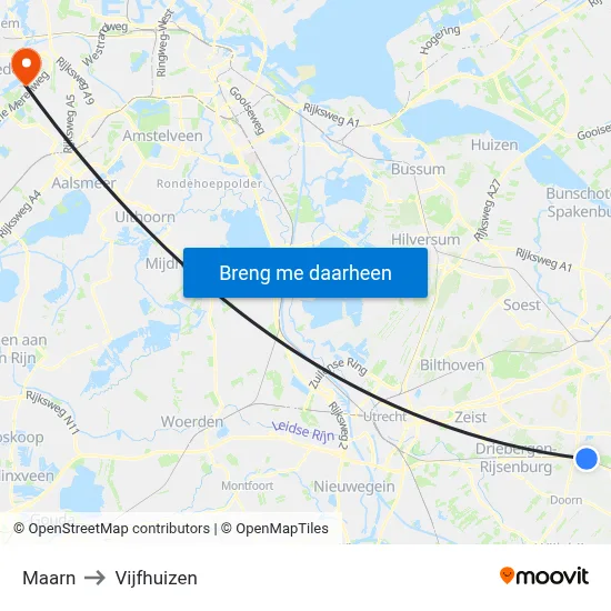 Maarn to Vijfhuizen map