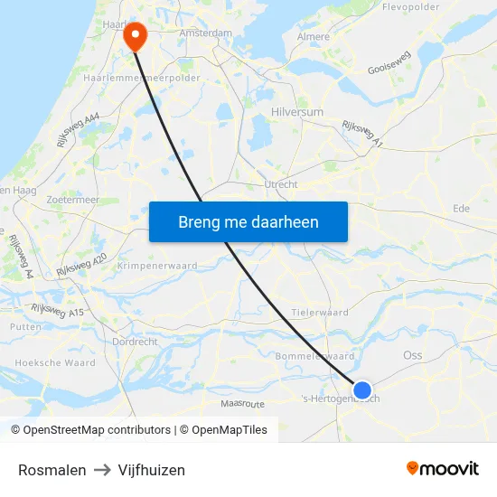 Rosmalen to Vijfhuizen map
