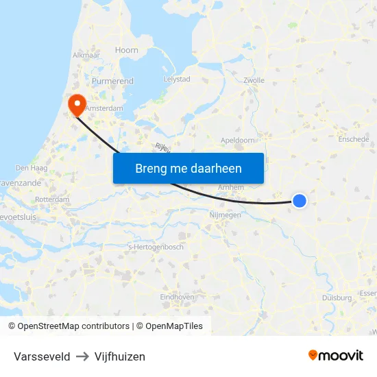 Varsseveld to Vijfhuizen map