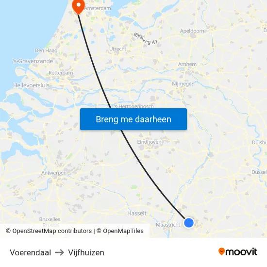 Voerendaal to Vijfhuizen map