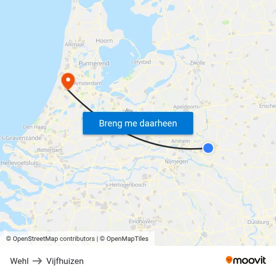 Wehl to Vijfhuizen map