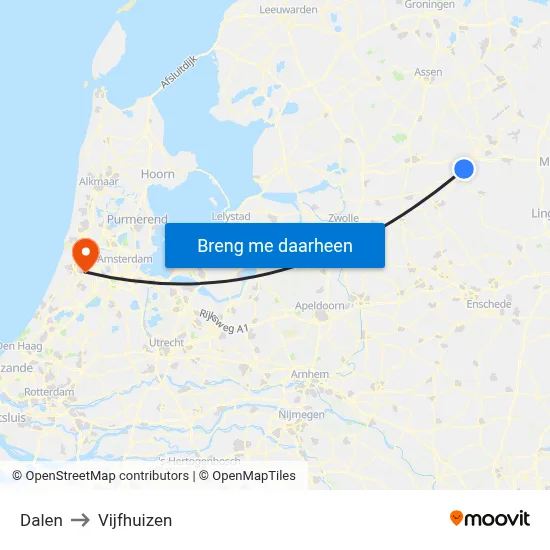 Dalen to Vijfhuizen map