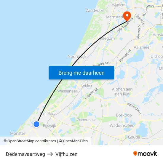 Dedemsvaartweg to Vijfhuizen map