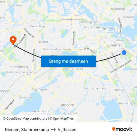 Diemen, Stammerkamp to Vijfhuizen map