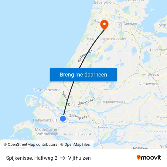 Spijkenisse, Halfweg 2 to Vijfhuizen map