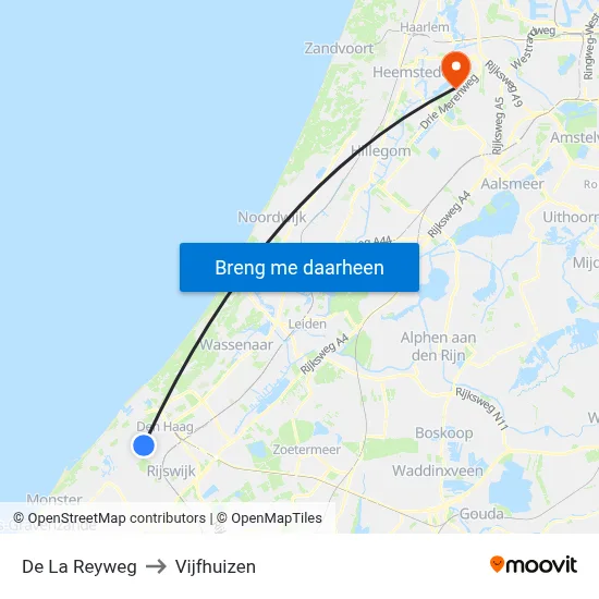 De La Reyweg to Vijfhuizen map
