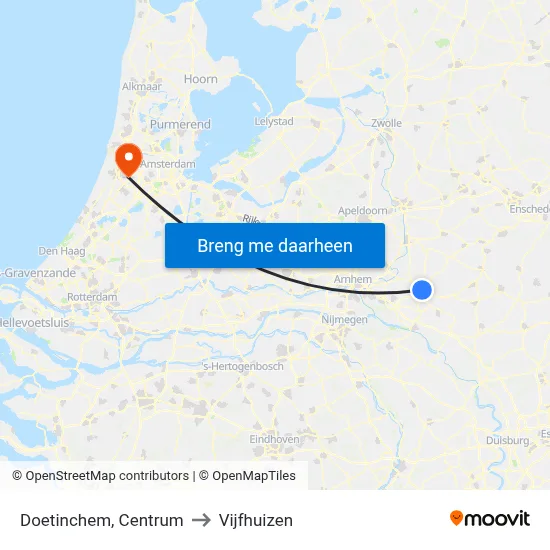 Doetinchem, Centrum to Vijfhuizen map