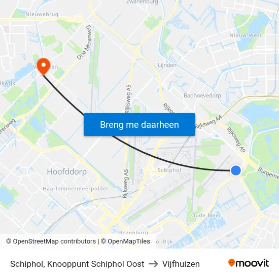 Schiphol, Knooppunt Schiphol Oost to Vijfhuizen map