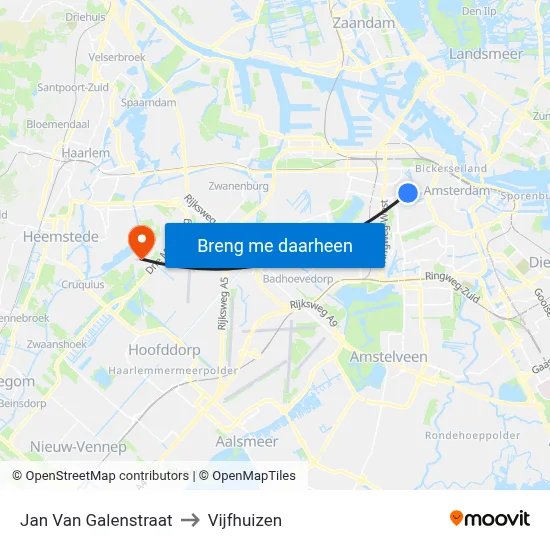 Jan Van Galenstraat to Vijfhuizen map
