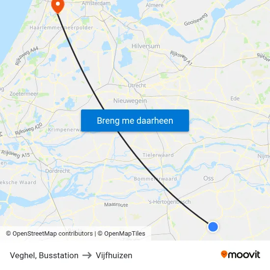 Veghel, Busstation to Vijfhuizen map