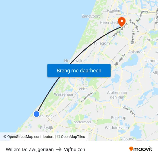 Willem De Zwijgerlaan to Vijfhuizen map