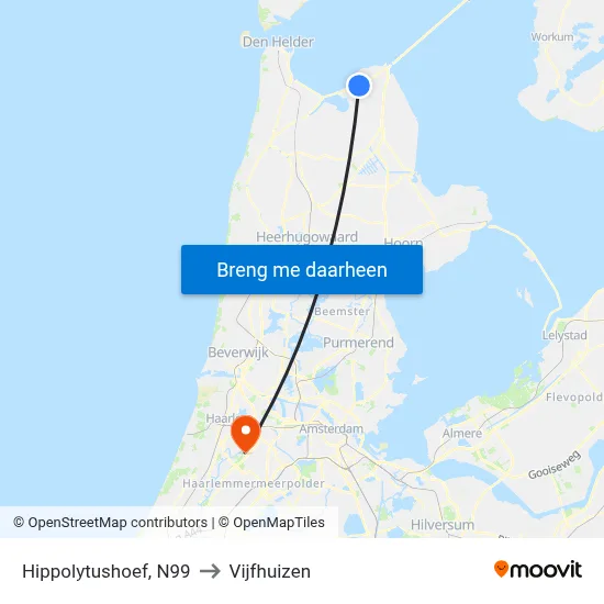 Hippolytushoef, N99 to Vijfhuizen map