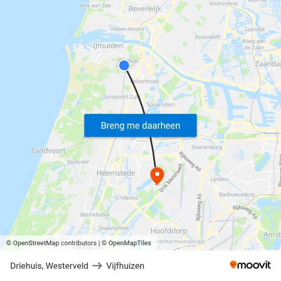 Driehuis, Westerveld to Vijfhuizen map
