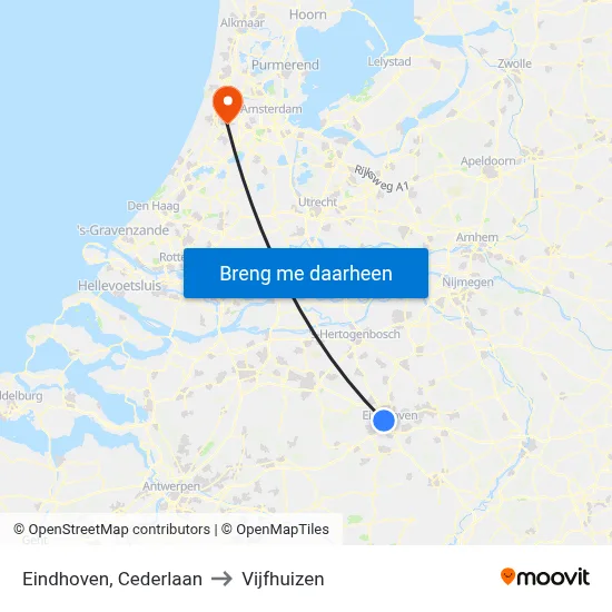 Eindhoven, Cederlaan to Vijfhuizen map