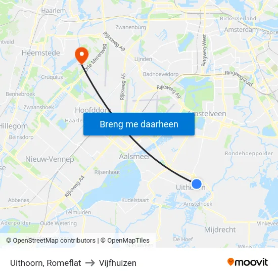 Uithoorn, Romeflat to Vijfhuizen map