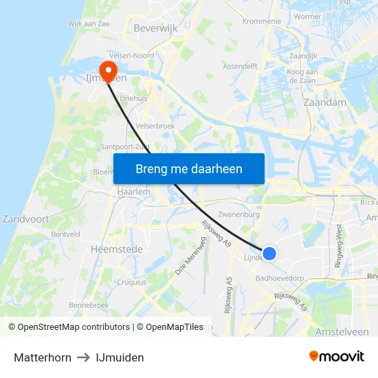 Matterhorn to IJmuiden map