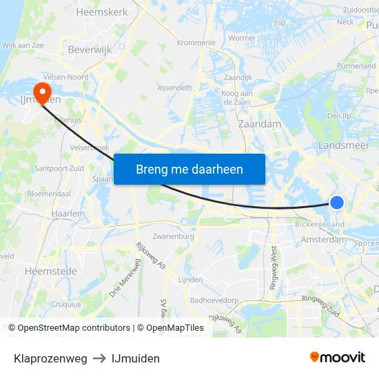 Klaprozenweg to IJmuiden map