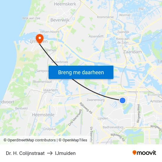 Dr. H. Colijnstraat to IJmuiden map