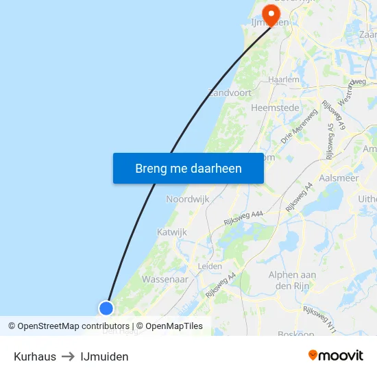 Kurhaus to IJmuiden map