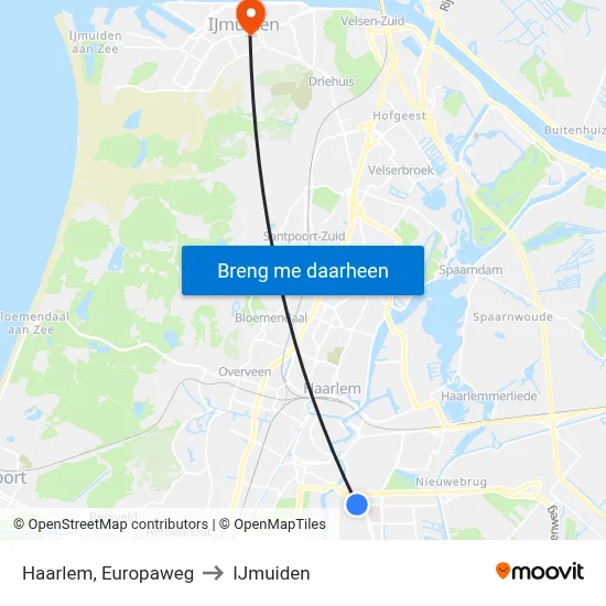 Haarlem, Europaweg to IJmuiden map
