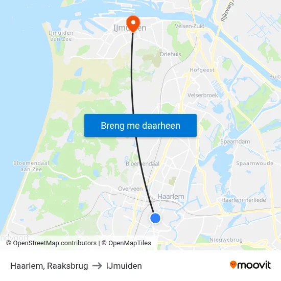 Haarlem, Raaksbrug to IJmuiden map