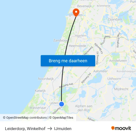 Leiderdorp, Winkelhof to IJmuiden map