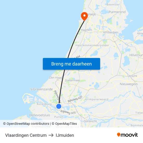 Vlaardingen Centrum to IJmuiden map