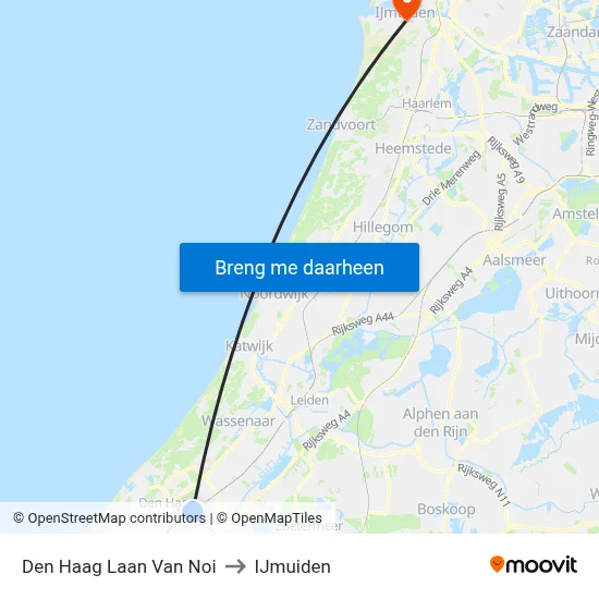 Den Haag Laan Van Noi to IJmuiden map