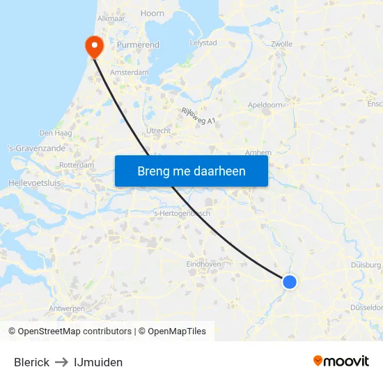 Blerick to IJmuiden map