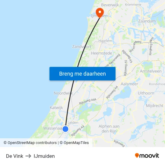 De Vink to IJmuiden map