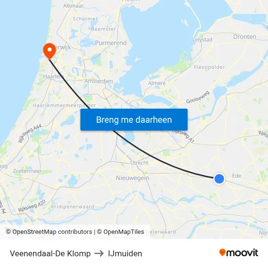Veenendaal-De Klomp to IJmuiden map