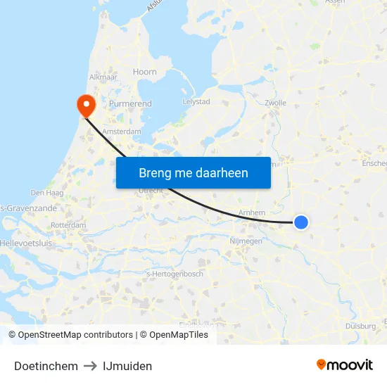 Doetinchem to IJmuiden map